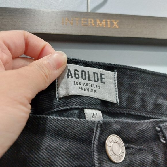 Agolde Parker Frayed Shorts in Tidal Black - Picture 5 of 6